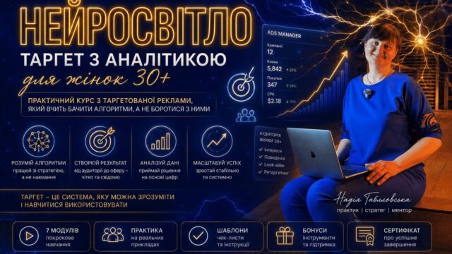 Нейросвітло: таргет з аналітикою для жінок 30+ Нейросвітло: таргет з аналітикою для жінок 30+
